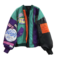 80’s Lettering Party Japan Style Jacket - Green / One size -