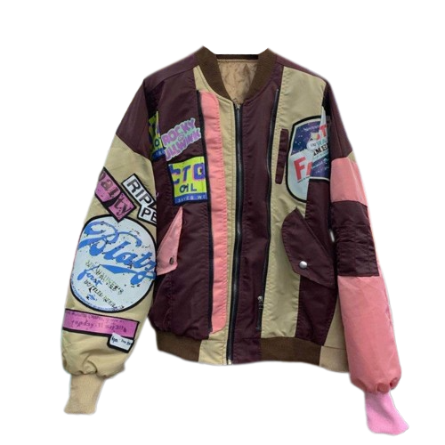 80’s Lettering Party Japan Style Jacket - Khaki / One size -