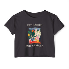 Cat  Ladies For Kamala O Neck Crop TShirt