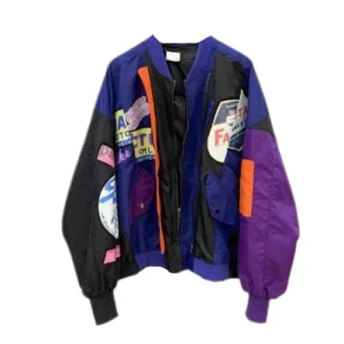 80’s Lettering Party Japan Style Jacket - Purple blue