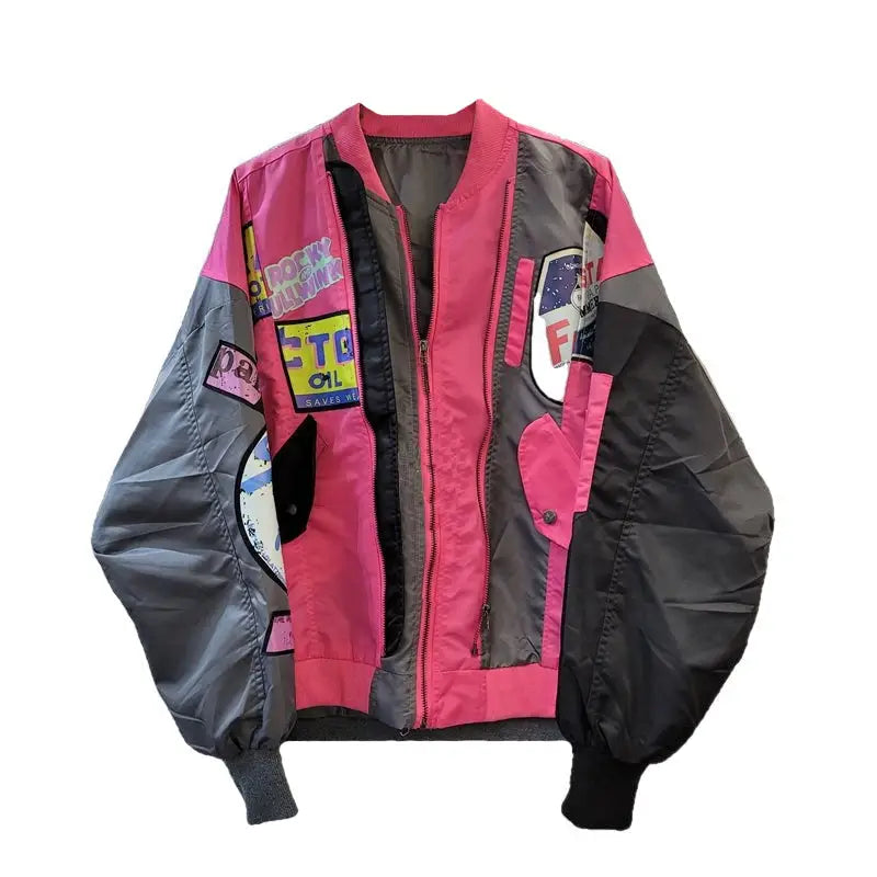 80’s Lettering Party Japan Style Jacket - Rose pink