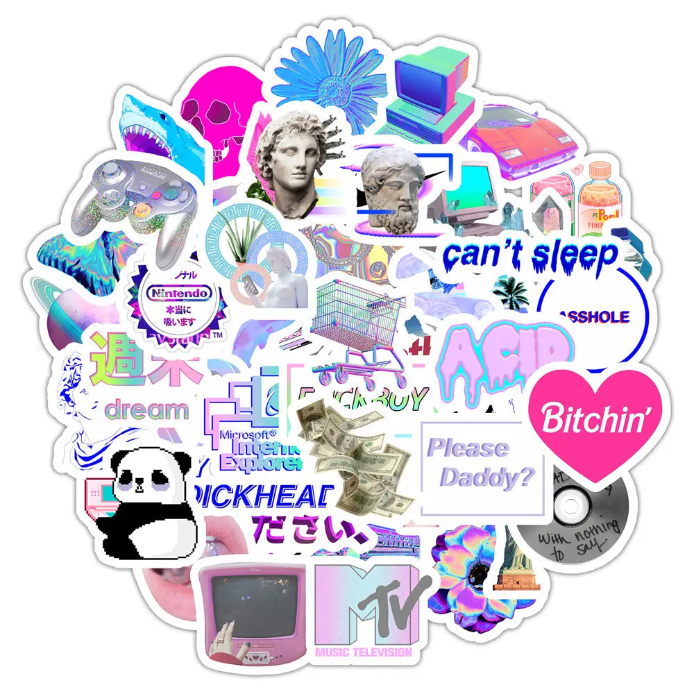 Vaporwave Laser waterproof stickers