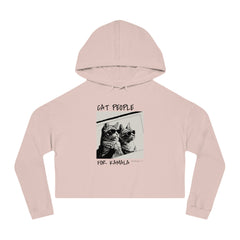 Cat People For Kamala Long Sleeve Cropped Hooded Sweatshirt