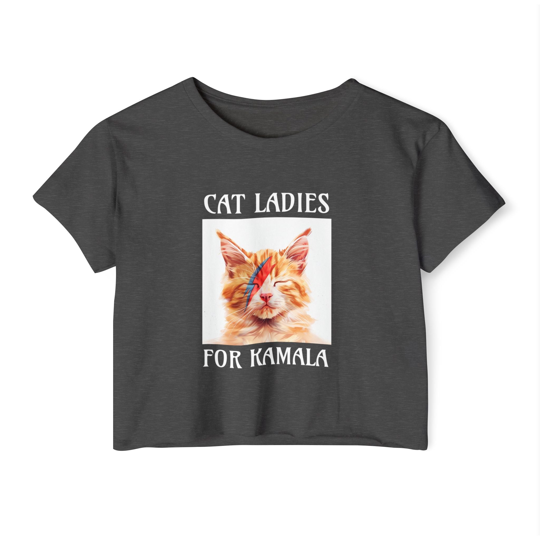 Cat Ladies For Kamala Round Neck Cropped T Shirt