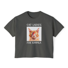 Cat Lady For Kamala O Neck Cropped Short Sleeve T Shirt