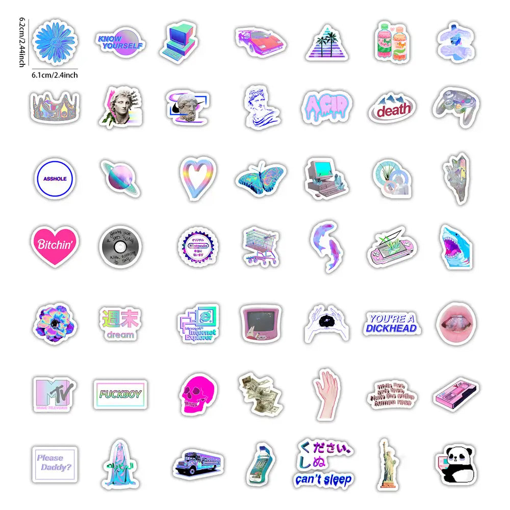 Vaporwave Laser waterproof stickers