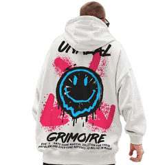 Unreal Smiley Face Oversize Hoodie - White / M - hoodie