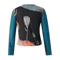 90s Mesh Long Sleeve Blouse for Women