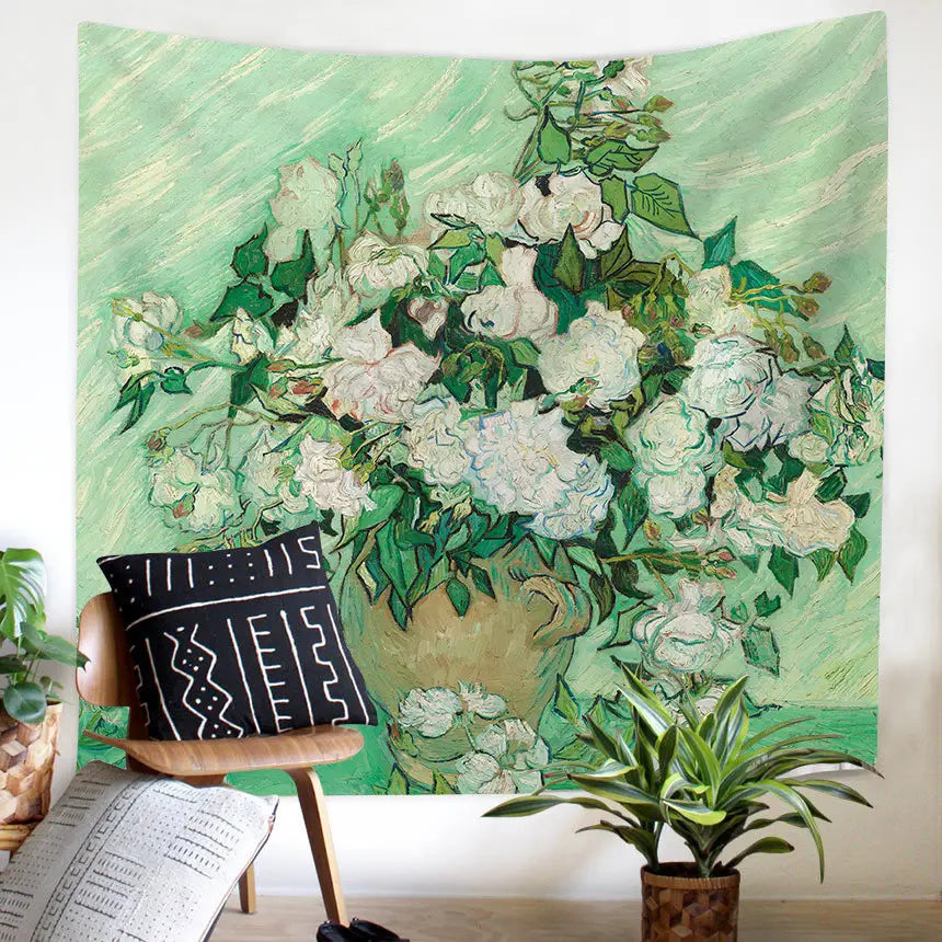 Art and Flowers Tapestry Wall