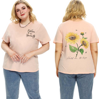 Thumbnail for Flower Plus Size Short Sleeve T-shirt - T-Shirt