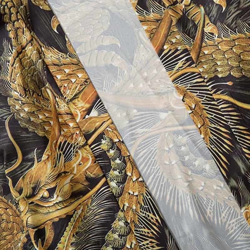 Gold Dragon 3/4 Sleeve Kimono - KIMONO