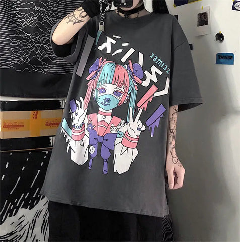 Goth Girl with Mask Dark T-shirt