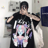 Goth Cute Girl with Mask Dark T-shirt