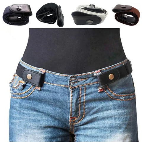 Solid Color Buckle-Free Elastic Waist Belt
