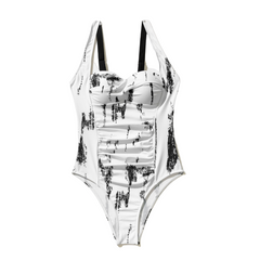 Printed Sling One-Piece Swimsuit - White / S - Swimsuits