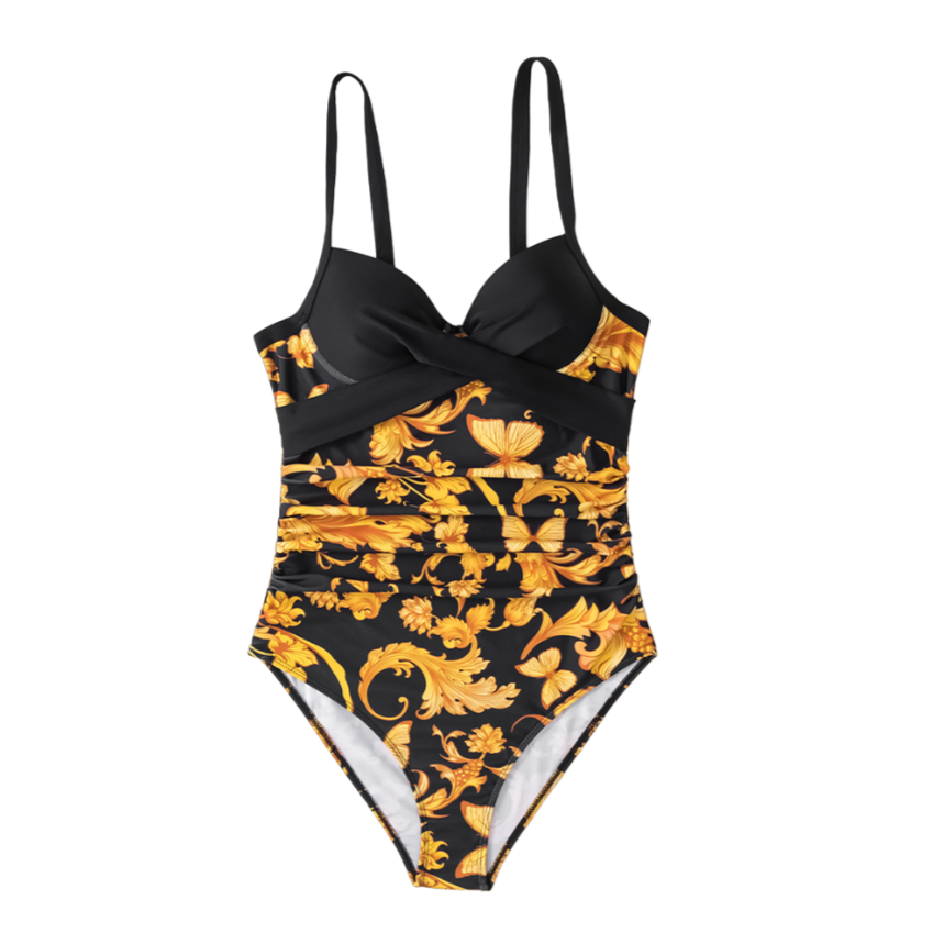 Printed Sling One-Piece Swimsuit - Yellow / S - Swimsuits