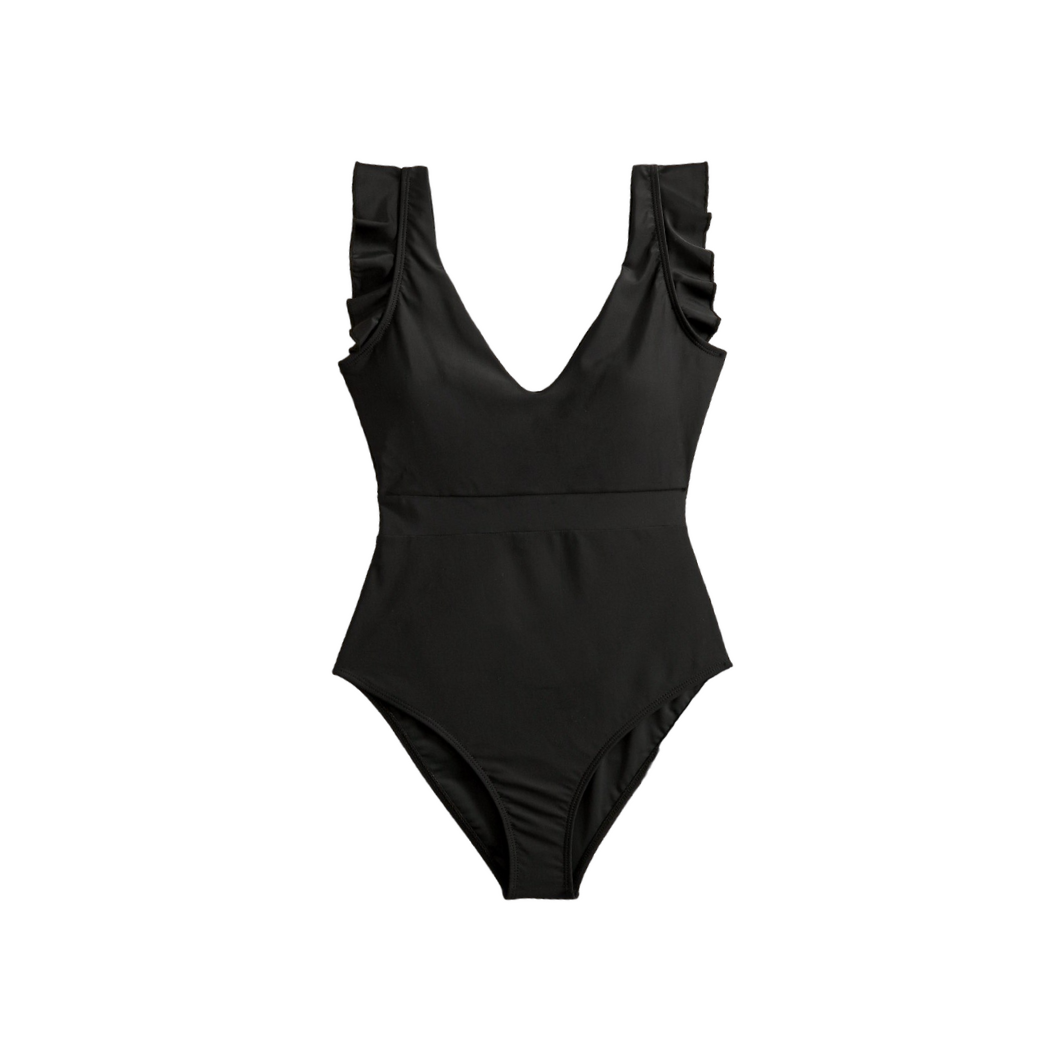 Ruffle One-Piece Swimsuit - Black / S - Swimsuits