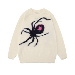 Harajuku Casual Spider Printed Streetwear Knit Sweater