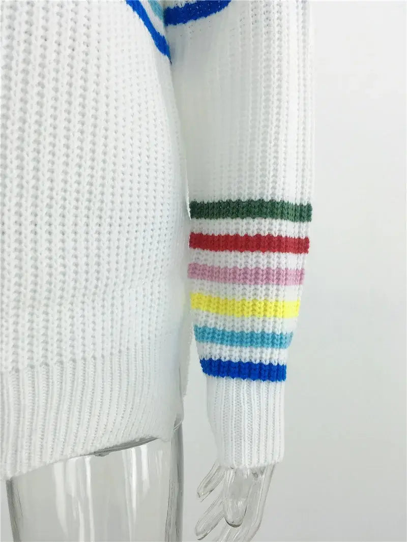 Rainbow Striped Knitted Sweater