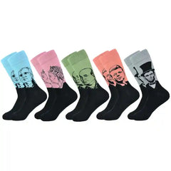 Funny Cotton Oil Painting Series Mid Tube Socks