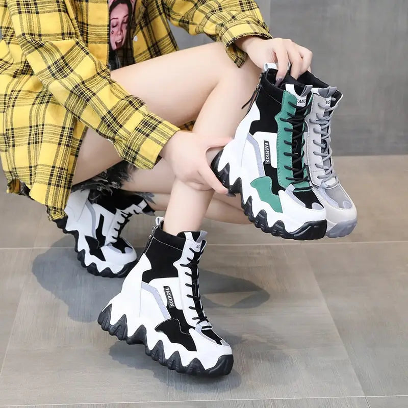 Casual Sneakers Platform High Heels Ankle Boots