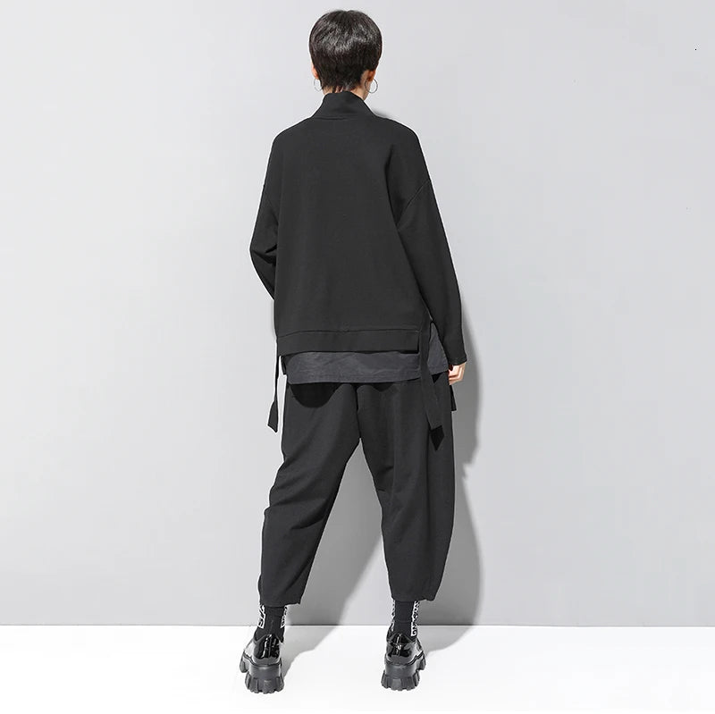 Asymmetrical Turtleneck Oversized Sweatshirt