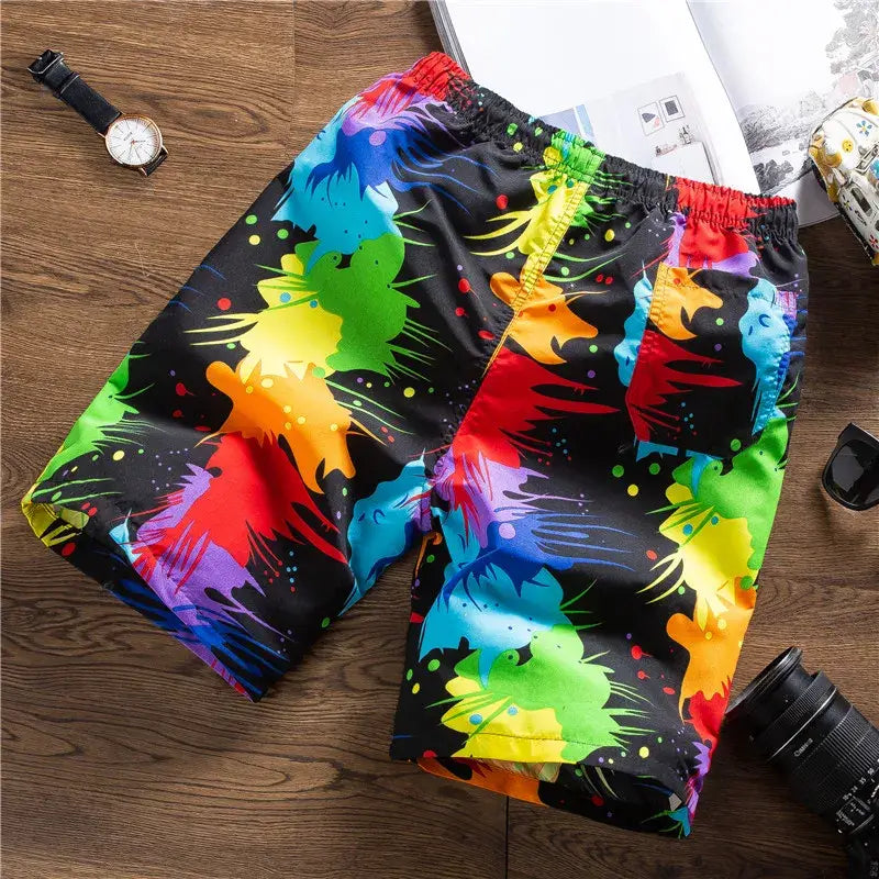 Ink Blow Colorful Swim Suit Short