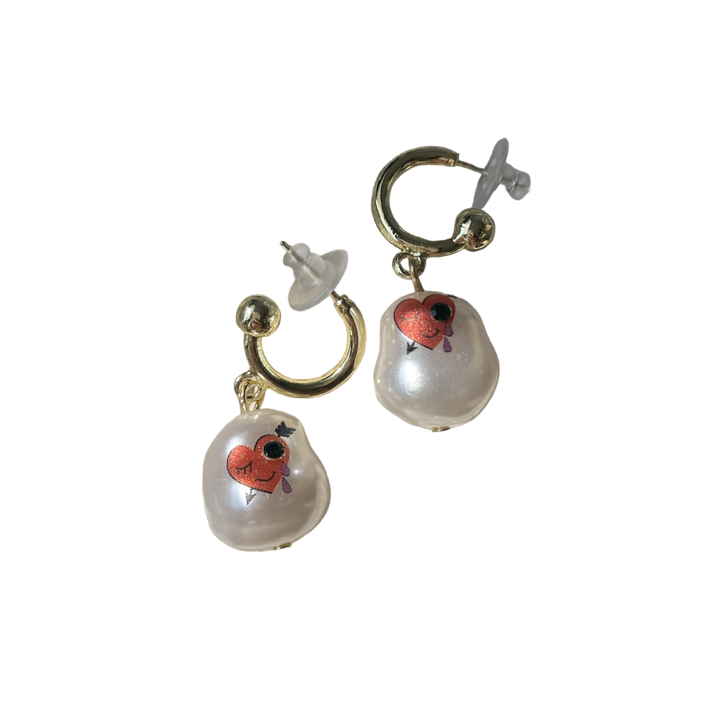 Fresh Pearl Earrings - White-Heart / One Size