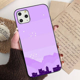 Pastel City Moon Art Phone Case for iPhone