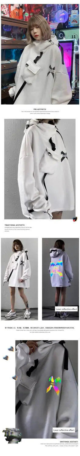 Futuristic Streetwear Laser Reflection Hoodie