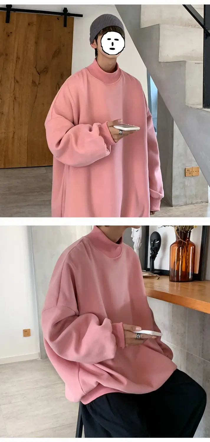 Korean Fashion Stand-up Collar Pastel Sweatshirt