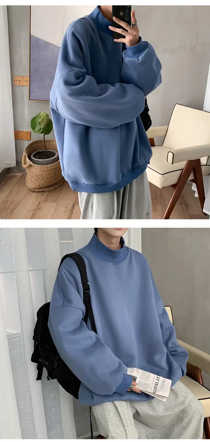 Korean Fashion Stand-up Collar Pastel Sweatshirt