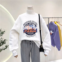 Thumbnail for High Neck Letter Print Thick Warm Sweatshirt - White / S -
