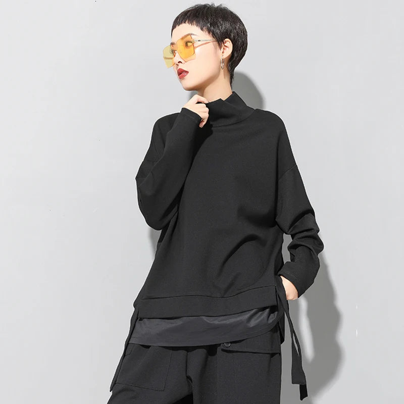 Asymmetrical Turtleneck Oversized Sweatshirt