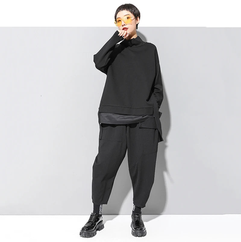 Asymmetrical Turtleneck Oversized Sweatshirt