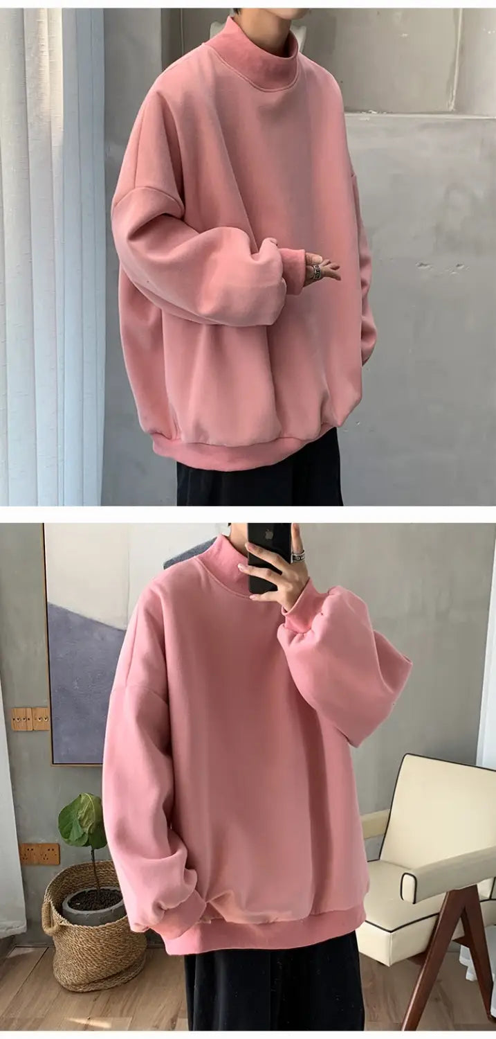 Korean Fashion Stand-up Collar Pastel Sweatshirt