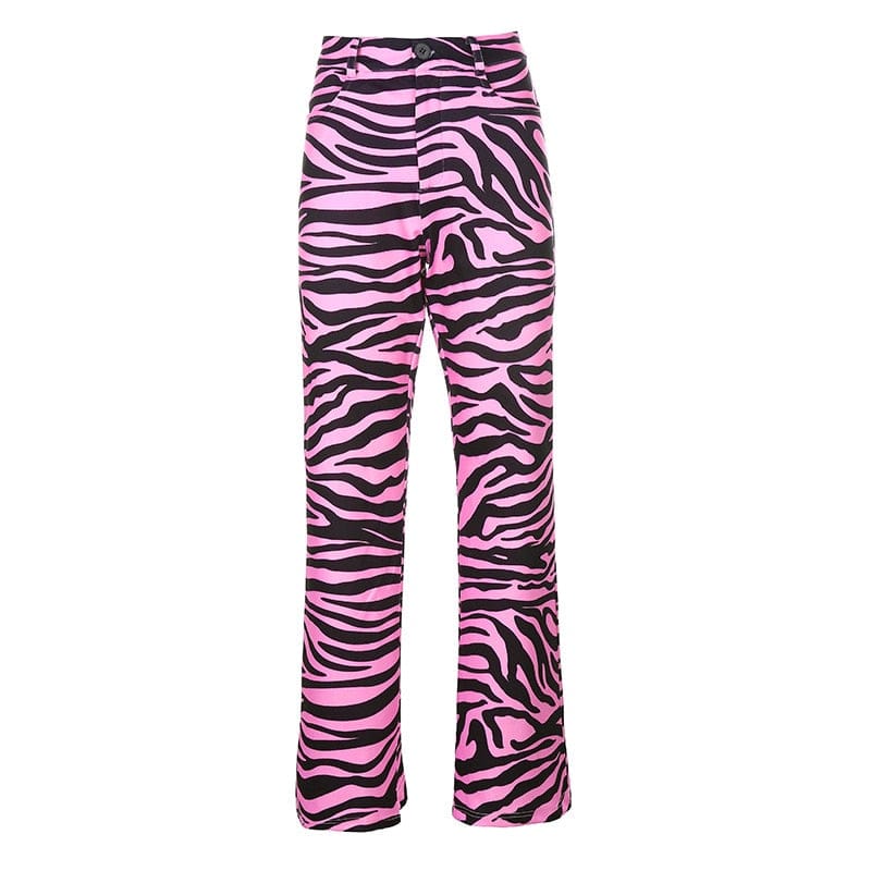 Lange Hose mit rosa Zebramuster von Aesthetics