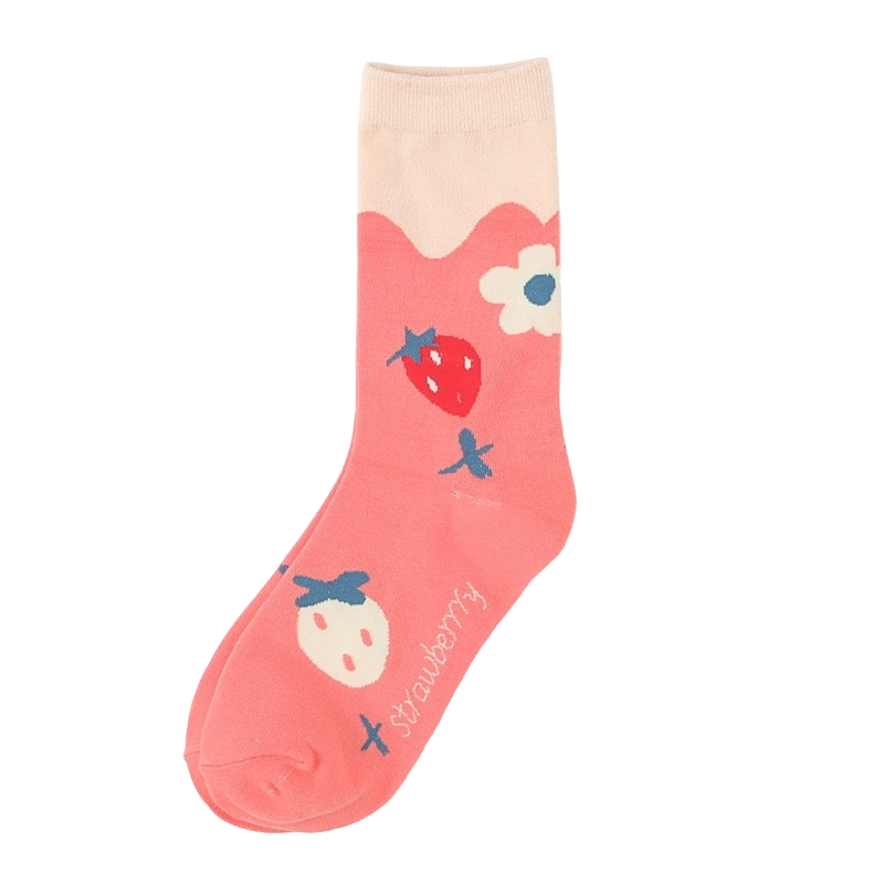Strawberry Casual Socks - Fuchsia / 35-39