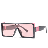 Thumbnail for One Piece Square Sunglasses - Black-Pink