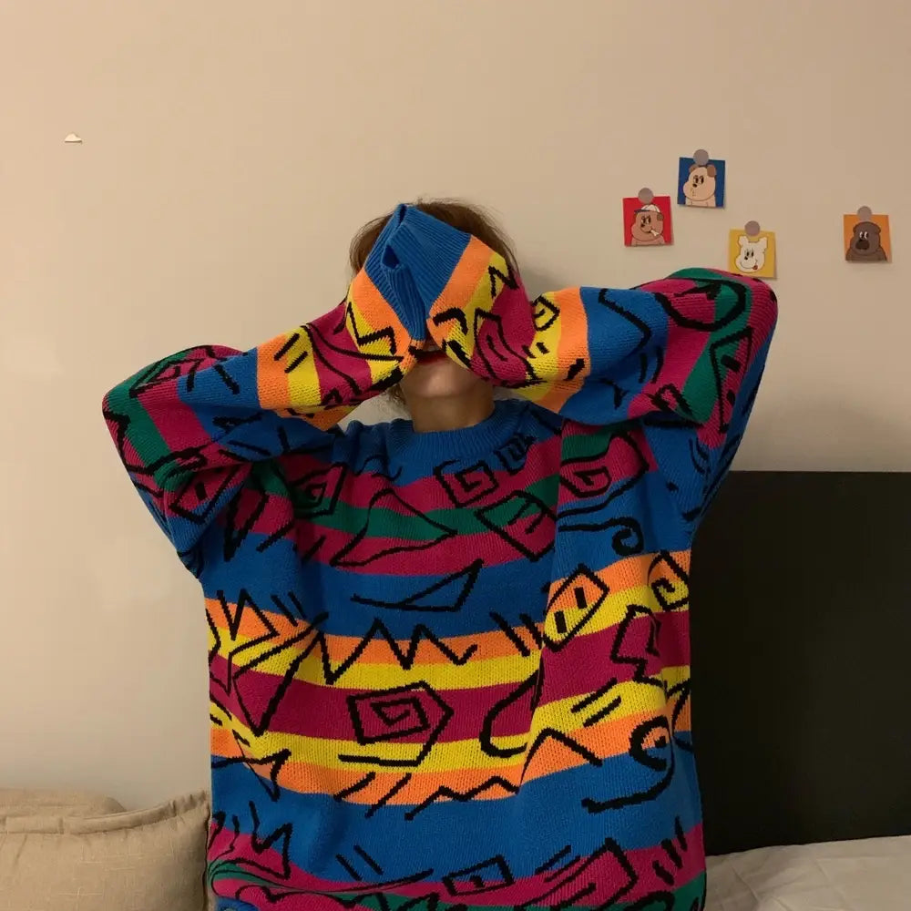 Hieroglyphs Rainbow Knitted Sweater