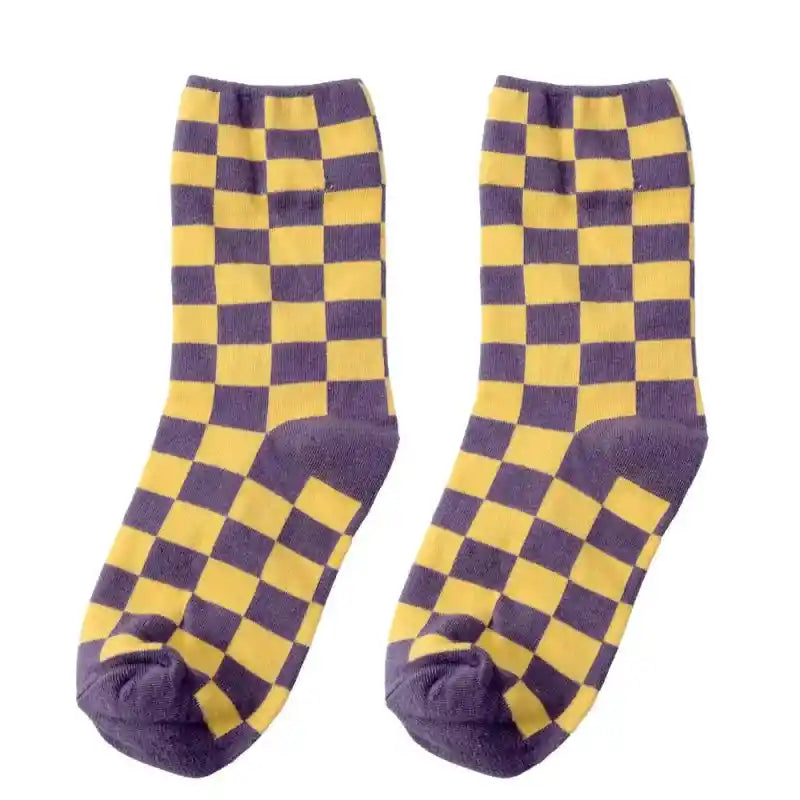 Hip Hop Style Cotton Socks With Colorful Geometric Design