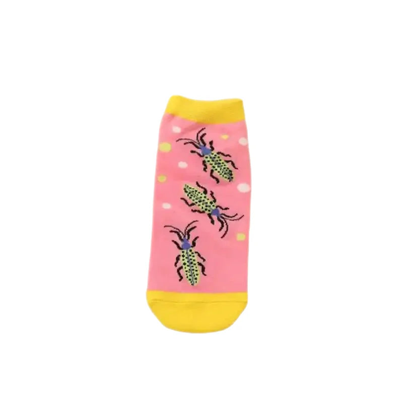 Colorful Animated Butterfly Beetle Warm Ankle Socks