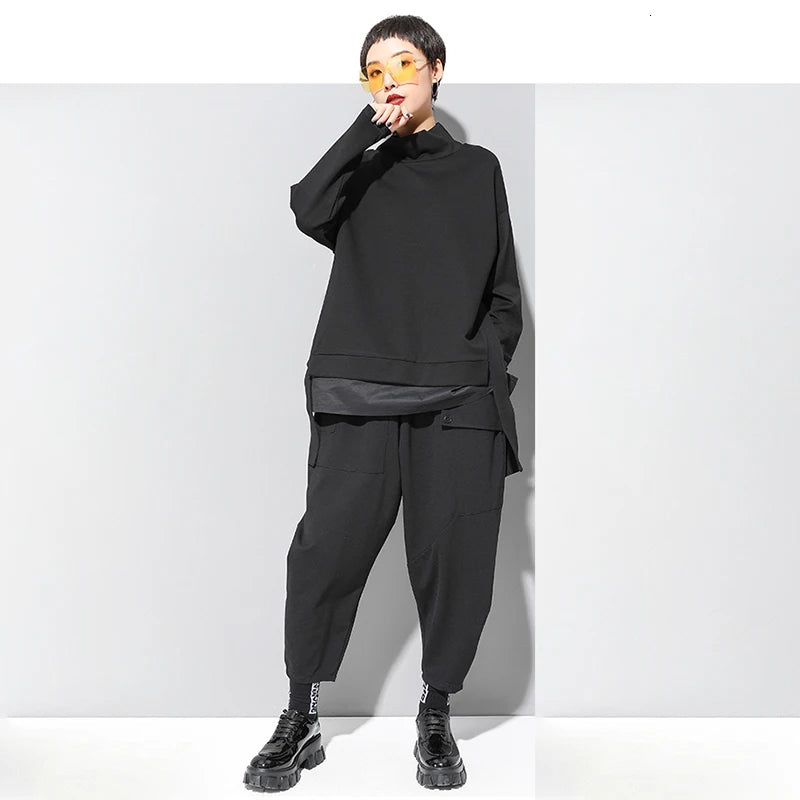 Asymmetrical Turtleneck Oversized Sweatshirt