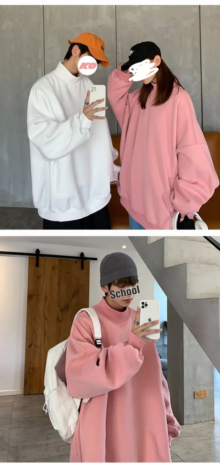 Korean Fashion Stand-up Collar Pastel Sweatshirt