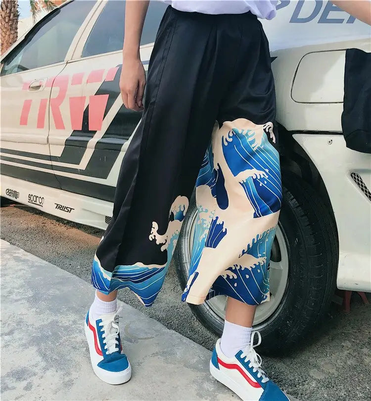 Japanese Harajuku The Great Wave Pants