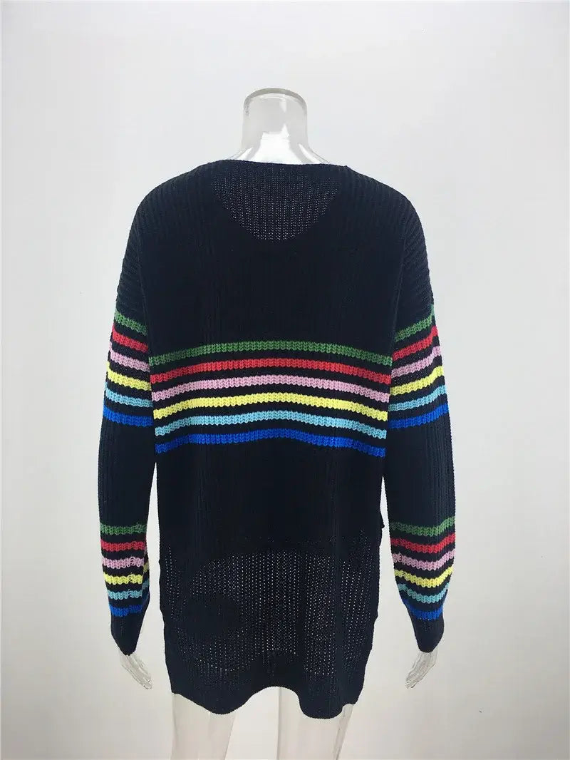 Rainbow Striped Knitted Sweater