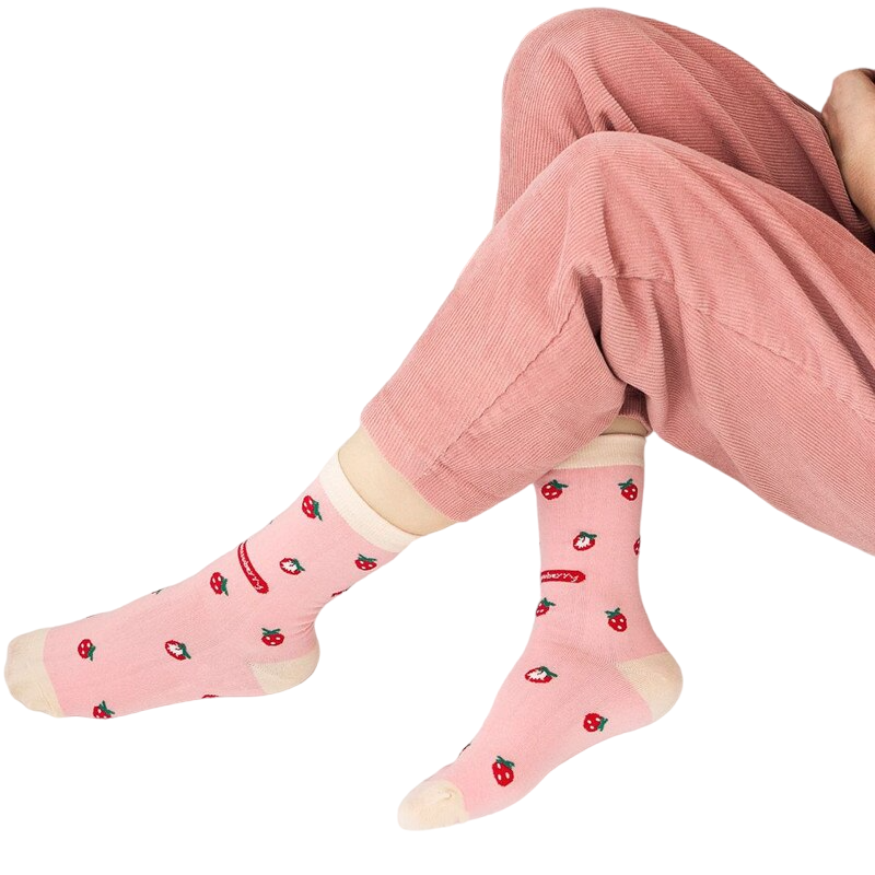 Strawberry Casual Socks - Pink / Light / 35-39