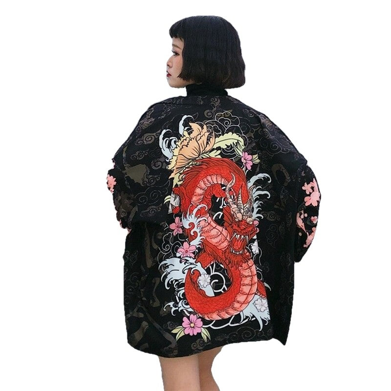 Harajuku Yukata Japanese Kimono - Red / One Size - KIMONO