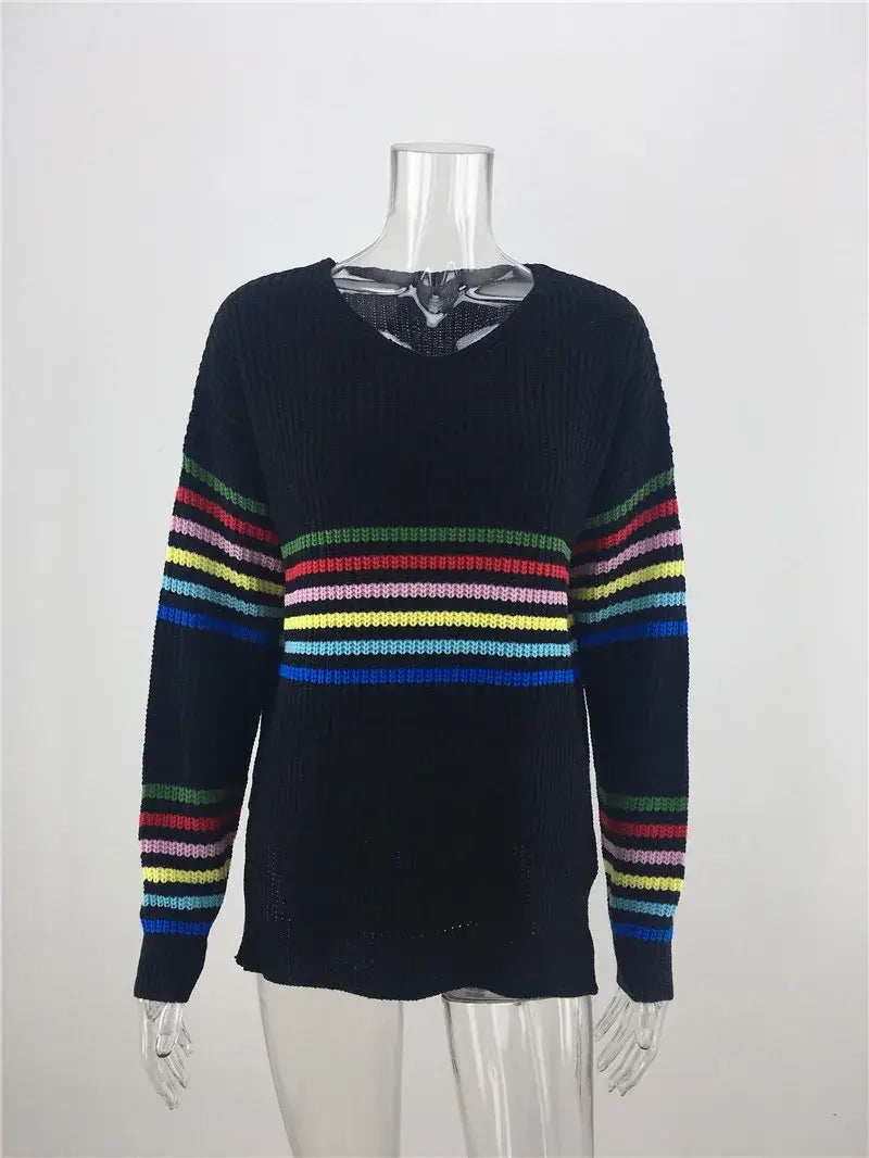 Rainbow Striped Knitted Sweater