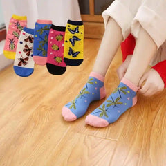 Colorful Animated Butterfly Beetle Warm Ankle Socks